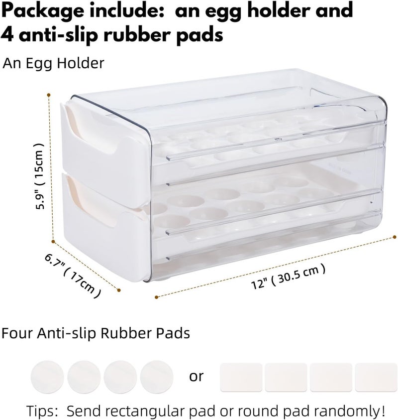 XCX Egg Storage for Refrigerator, Egg Holder for Kitchen Countertop, PET & PP Egg Container for Fridge, Egg Dispenser for 36 Eggs, Double Layer, 18 Eggs per Layer (Orange) - Image 3